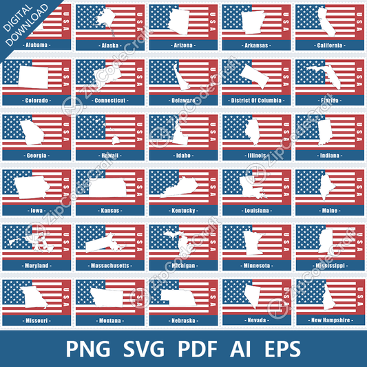 US State Outline Map | PNG SVG EPS AI PDF | Digital Product